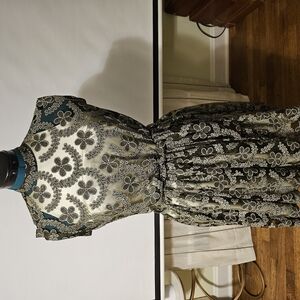 Floral Black and Cream Dress